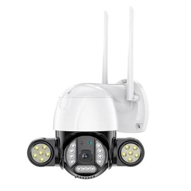 Imagem de Câmera Segurança Externa WiFi 1080P, Visão Noturna Colorida, Áudio Bidirecional, Rotação 360°, Detecção Movimento, 2.4G/5G, Armazenamento SD/Nuvem, PTZ, Infravermelho, Controle Remoto.