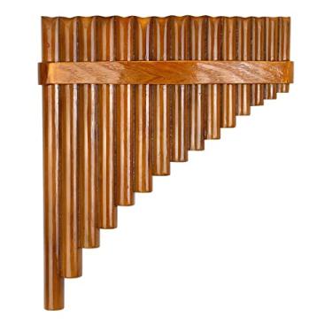 Imagem de Flauta de bambu natural ajustável em tom G de 15 tubos Panpipes de vento Panflaute feito à mão (cor: mão direita)