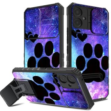 Imagem de DIGTIALL Capa para Samsung Galaxy A06 para Galaxy A06 com capa de câmera e suporte híbrido de camada dupla à prova de choque capa protetora para Samsung A06, estampa de pata de cachorro