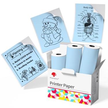 Imagem de Phomemo Papel térmico autoadesivo azul, papel adesivo brilhante para impressão Phomemo T02/M02X/M02L/Y02C/Q02 miniimpressora, 50 mm x 3,5 m, diâmetro 28 mm, 3 rolos, tempo de imagem 20 anos