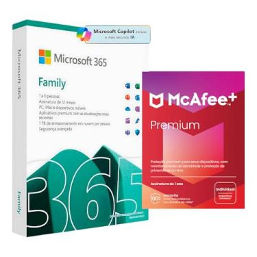 Imagem de Microsoft 365 Family + Antivírus McAfee Premium Family 2024 - Licenças Físicas para Dispositivos, Segurança Avançada e Suporte Técnico (PAI) (Microsoft 365 Family Antivírus Premium Individual)
