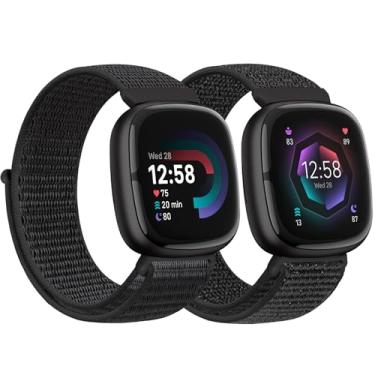 Imagem de AVOD Pulseiras de nylon compatíveis com Fitbit Versa 3/Fitbit Sense, pulseira de substituição ajustável esportiva respirável macia acessórios de pulseira feminina masculina