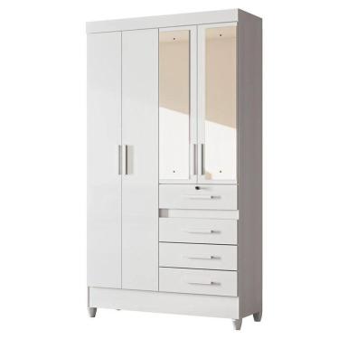 Imagem de Guarda Roupa Infantil Sobral 4 Portas Branco Flex com Espelho - Moval