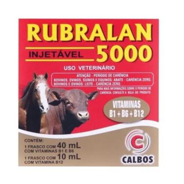Imagem de Rubralan 5000 Injetável 50ml Vitaminas B1, B6 E B12 - Calbos