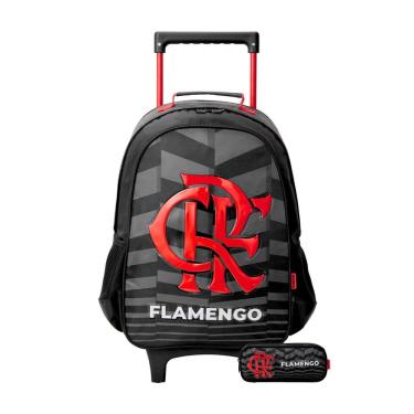 Imagem de Kit Escolar Mochila De Rodinha + Estojo Triplo Flamengo