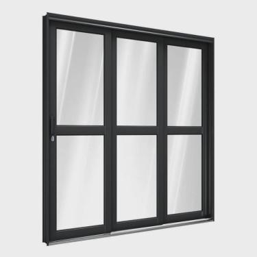 Imagem de Porta de Aço de Correr Lateral com Travessa 3 Folhas 213x150cm Aço Pronto Riobras