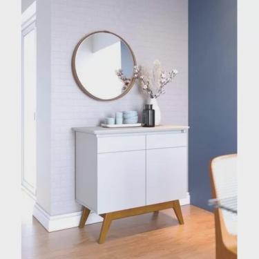 Imagem de Buffet Balcão Armário Organizador Multiuso Aparador Sala de Jantar e Estar Luxo Classic 2 Portas - Branco