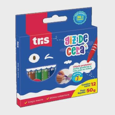 Imagem de Giz De Cera Fino com Rótulo Protetor - 12 Cores da Tris Ref 684673