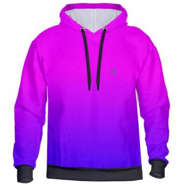 Imagem de Blusa de Frio Moletom Estampada Degrade Com Capuz Bolsos Laterais de P