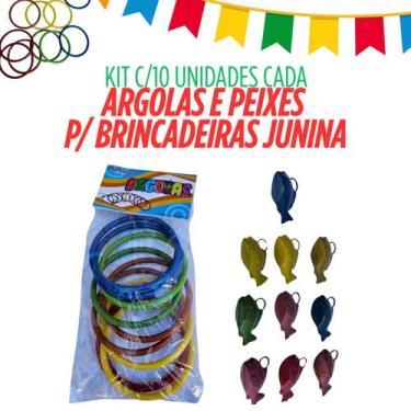 Imagem de kit c/2 Argola/peixe c/10 cada Festa Junina Jogo Barraca - Dodo
