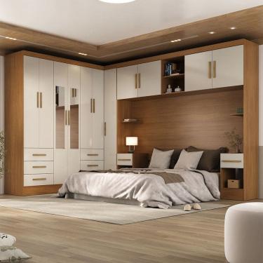 Imagem de Guarda-Roupa Modulado Soberano 11 Portas 8 Gavetas com Espelho Cinamomo/Off White - Panorama Móveis