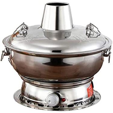 Imagem de 1800W 2 Em 1 Panela Elétrica Antiga Pequim Panela Quente Chinesa Cobre Aço Inoxidável Caldeira De Sopa Aquecida A Carvão Tradicional Utensílios De Cozinha Panelas, 30-36cm,Prata,36 Cm,Collector88