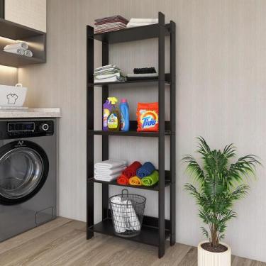 Imagem de Armário Multiuso Movlar 5 Prateleiras Organizador Lavanderia, Preto