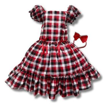 Imagem de Vestido Festa Junina Xadrez Infantil Várias Estampas Caipira - Pequeno