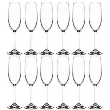 Imagem de Kit 12 Taças de Champanhe 220ml Espumantes Cristal Copos Titânio Sense