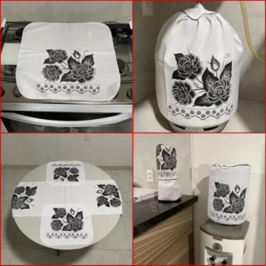 Imagem de Kit Cozinha 7 Peças: Capas para Eletrodomésticos, Panos de Copa e Caminho de Mesa em Tecido Oxford