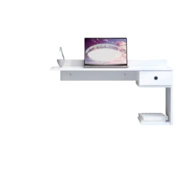 Imagem de Escrivaninha Suspensa Mesa Computador Notebook com 1 Gaveta Prateleira para Escritório Quarto(Branco)