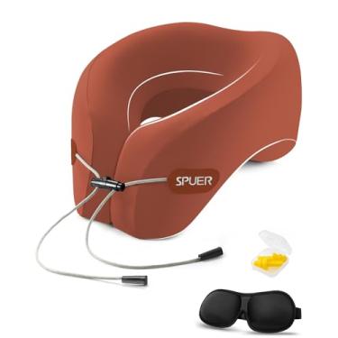 Imagem de Travesseiro ergonômico 2 em 1 de espuma viscoelástica para viagem – Travesseiro de viagem para todas as posições de sono em voos, almofada ergonômica de espuma viscoelástica para viagem – Upgrade para