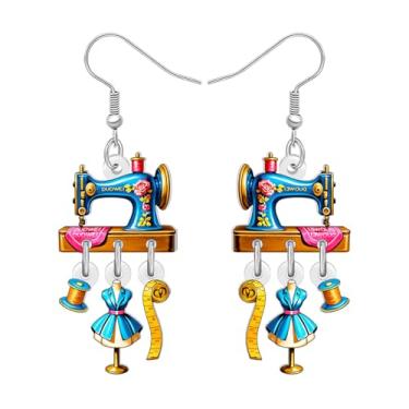 Imagem de DALANE Brincos vintage de acrílico para máquina de costura dos anos 70 e 80, retrô, nostálgico, leve, pendente, joias para mulheres, mãe, quilter, amantes de costura, presentes de costura, Medium