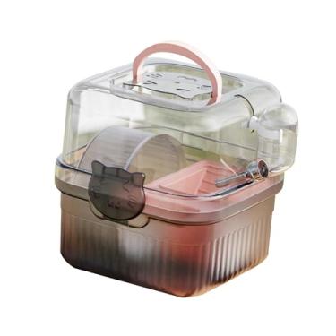 Imagem de Ｂｅｓｇａ Gaiola para hamster pequeno animal estojo de viagem base de vila respirável acessórios compactos transportadora estojo de transporte para hamster para, Rosa