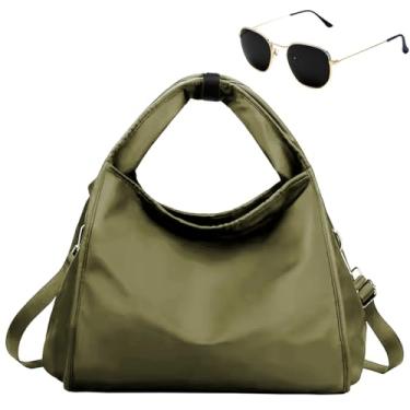 Imagem de Kit Bolsa Feminina Grande Transversal + Óculos De Sol Hexagonal Preto (VERDE MILITAR)