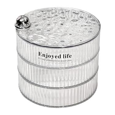 Imagem de simhoa Caixa de joias giratória 360 graus, organizador de armazenamento de joias, suporte para brincos, anéis, colares, artigos de beleza e pulseiras, 3