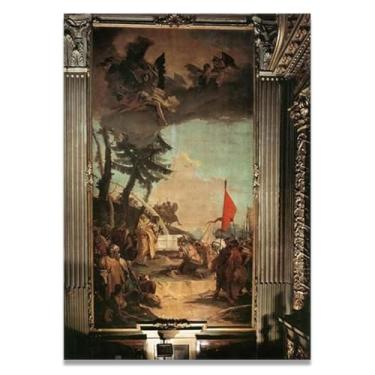 Imagem de Impressão em tela Tiepolo The Sacrifice of Melchizedek Giovanni Battista – Obra-prima rococó barroca, pintura escolar de Veneza, pintura a óleo decorativa para galeria doméstica 30 x 42 cm