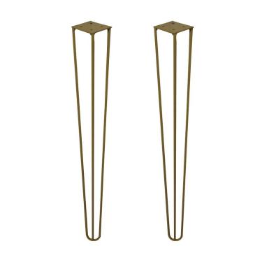 Imagem de Kit 2 Pés De Metal 60 Cm Legs Mesa De Canto Aparador Dourado