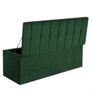Imagem de Calçadeira Recamier Baú Kiara 160Cm Queen Size Para Quarto Box Suede Verde Musgo - Amey Decor