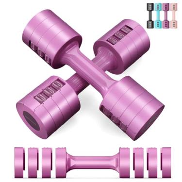 Imagem de EAST MOUNT Conjunto de halteres ajustáveis Par 2 4 6 8 4,5 kg feminino peso de mão 0,9-2,3 kg cada 6 em 1 pesos grátis para treino de ginástica em casa