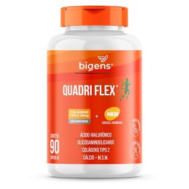 Imagem de Quadri Flex, Colágeno tipo 2, NEM® (GlucosaCondroitin), Hialurônico, M.S.M, Cálcio, 90 Caps, Bigens