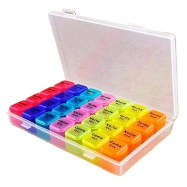 Imagem de Porta Comprimidos Organizador De Remedios Semanal Caixa Para Medicamentos Colorido