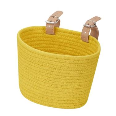 Imagem de Vaveren Cesta de bicicleta infantil multifuncional de fácil instalação, decoração premium para bicicleta, cesta frontal para crianças, camping, compras, Amarelo