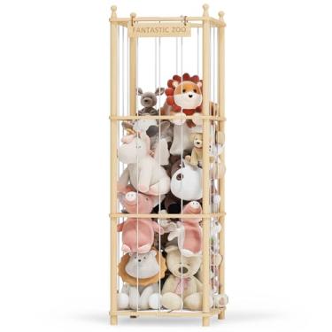 Imagem de TOPMELON Armazenamento de animais de pelúcia, organizador de brinquedos de pelúcia que economiza espaço, lindo suporte de zoológico para crianças, organizador de brinquedos de capacidade extra grande