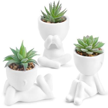Imagem de Conjunto de plantas suculentas artificiais, 3 peças com vasos para dec