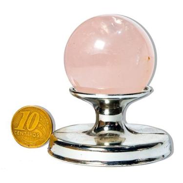 Imagem de 01 Esfera Quartzo Rosa Natural 50 a 100g 3 a 5cm Classe B - Cristaisde