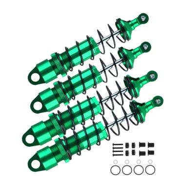 Imagem de RCMYou Amortecedor de amortecedor RC peça para 1/8 Traxxas Sledge 4WD #95076-4, 4 peças liga frontal traseira grande furo totalmente metal ajustável RC amortecedor de choque, verde