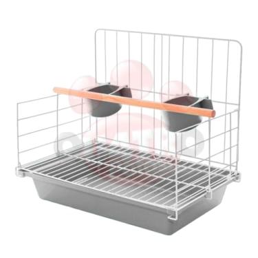 Imagem de Poleiro aberto para calopsita papagaio periquito gaiola pássaros grandes(Branco)