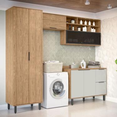 Imagem de Lavanderia Completa Toscana 6 Portas 3 Gavetas 100% Mdf Freijó/Off White - Mx Móveis