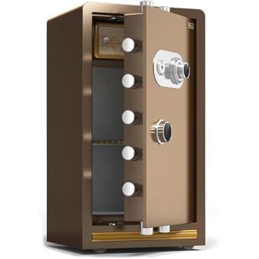 Imagem de Cofre De Documentos Para Escritório E Casa Caixa De Segurança De Dinheiro Com Trava De Segurança Mecânica Grande Armário De Segurança, Coffee, L*W*H-50cm*42cm*100cm