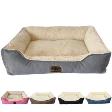 Imagem de Cama Pet Retangular Suede Pelúcia Confortável GG Para Cachorros e Gatos Cama De Cachorro Cama Para Gato Caminha De Cachorros(Cinza)