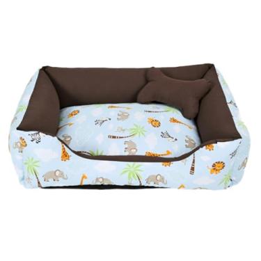 Imagem de Cama cachorro medio caminha pet 60 x 50 com ziper lavavel fundo impermeavel +almofadinha(safari turqueza/marrom (M))