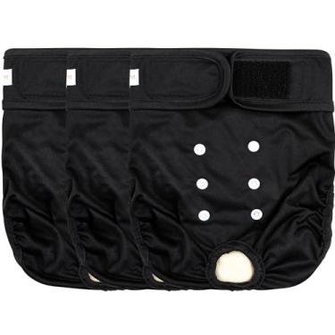 Imagem de Langsprit fraldas laváveis ​​para cães fêmeas (pacote com 3) - fraldas reutilizáveis ​​sem vazamento para cachorrinhos no período - calcinha térmica para cães altamente absorvente com botões