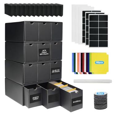 Imagem de SFSOC 12000+ Trading Card Storage Box,Includes 12 Boxes & 60 Dividers,Trading Card Organizer For Collectible Cards Games,Card Box Fits For TCG,YuGiOh,MTG,TCG and Sport Cards
