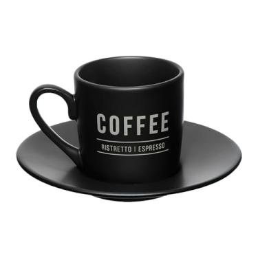 Imagem de Conjunto com 6 Xícaras de Café 80ml com Pires – Porcelana Manhattan – Elegante para Mesa Posta (Preto)