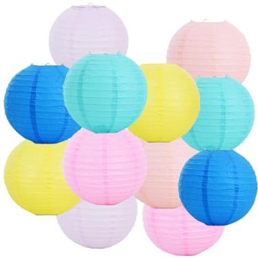 Imagem de Lanternas de papel macaroon Lanternas decorativas chinesas/japonesas penduradas de papel redondas