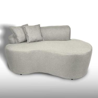 Imagem de Sofá Decorativo Curvo 2 Lugares Feijão Forma Orgânica Linho Trento - A