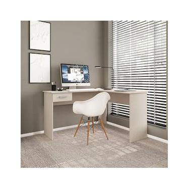 Imagem de Escrivaninha de Canto Politorno Fênix Formato L 1 Gaveta MDP Pintura UV Espaçosa e Funcional