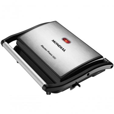 Imagem de Sanduicheira Grill 1000W Mondial Antiaderente Inox Preta 110V