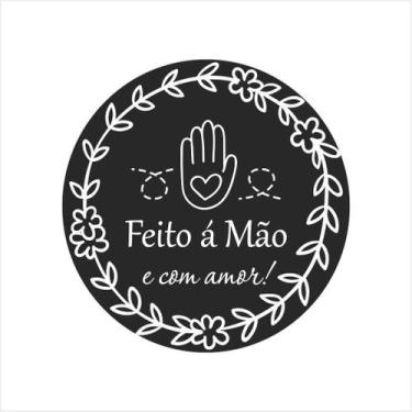 Imagem de Etiqueta Adesiva Redonda Personalizada Frase: Feito à Mão e com Amor! 